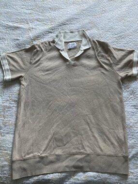 CRAFT + FLOW Men’s Beige Knit Sweater Polo Shirt